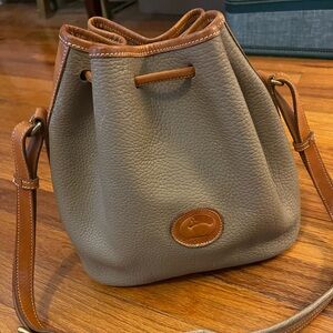 Dooney & Bourke RARE pre tag All-Weather Taupe Leather Drawstring Bucket Bag